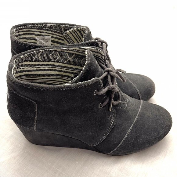 Toms Charcoal Gray Women’s Wedge Booties Size 9 - Picture 4 of 8